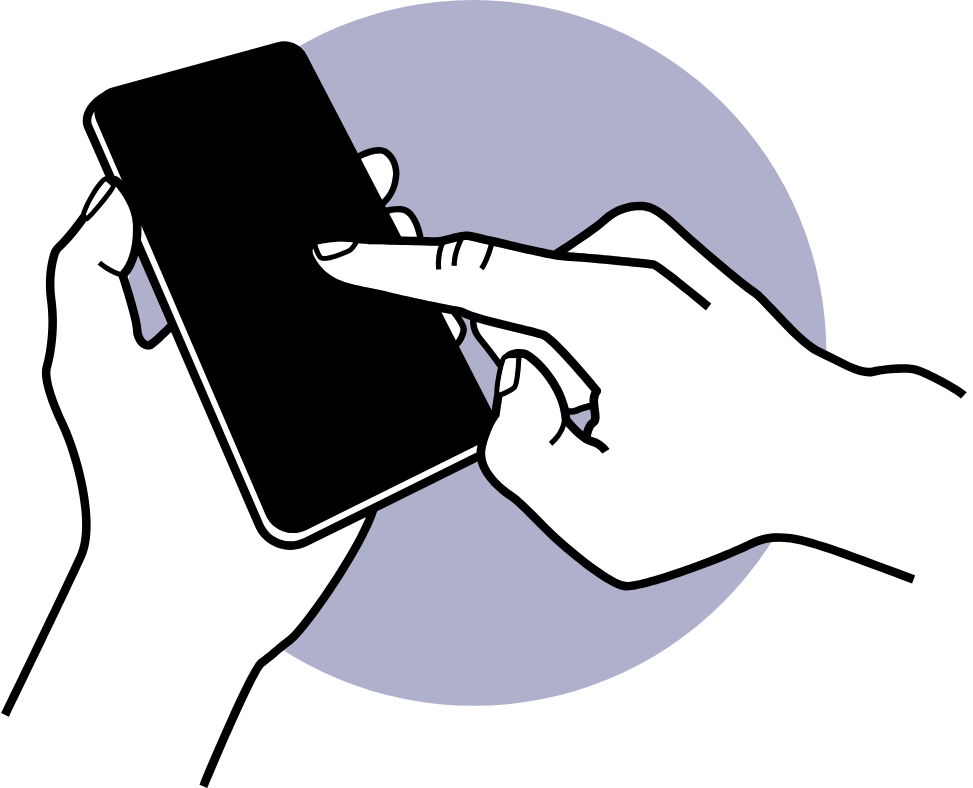 Hands scroll on a smartphone