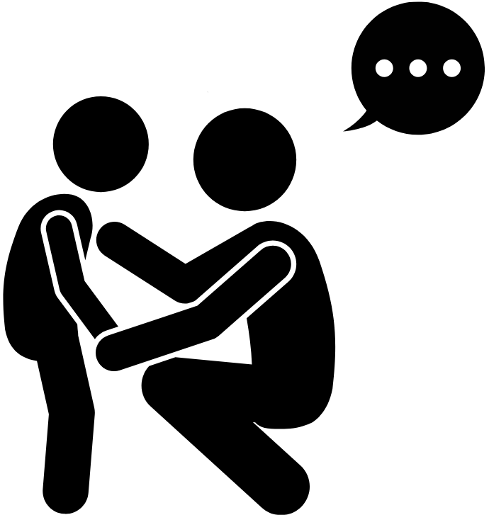the silhouette of a parent bending down to speak to their child
