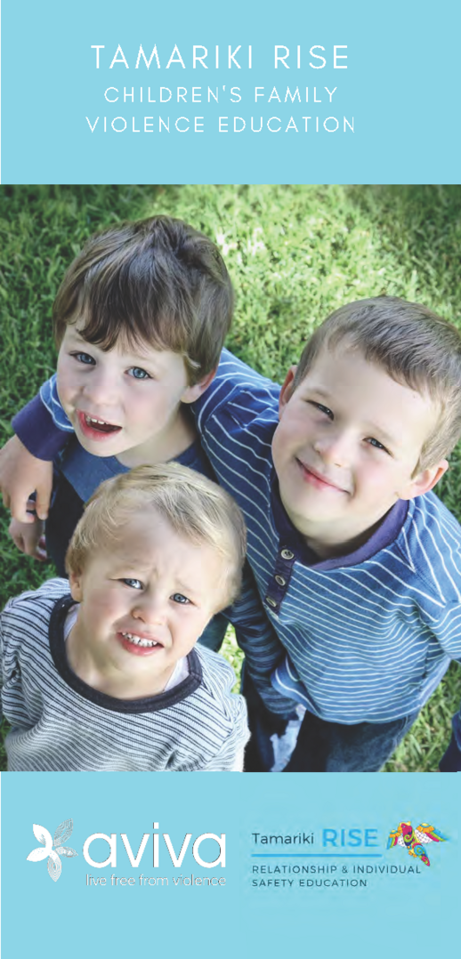 three young boys on the cover of Aviva's Tamariki RISE brochure